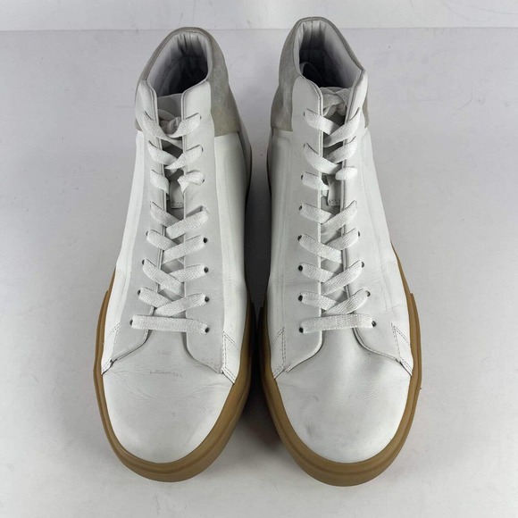 Vince Men's Fynn Leather High Top Sneaker US 11 White Lace-Up Mid Shoes boot - Picture 4 of 11